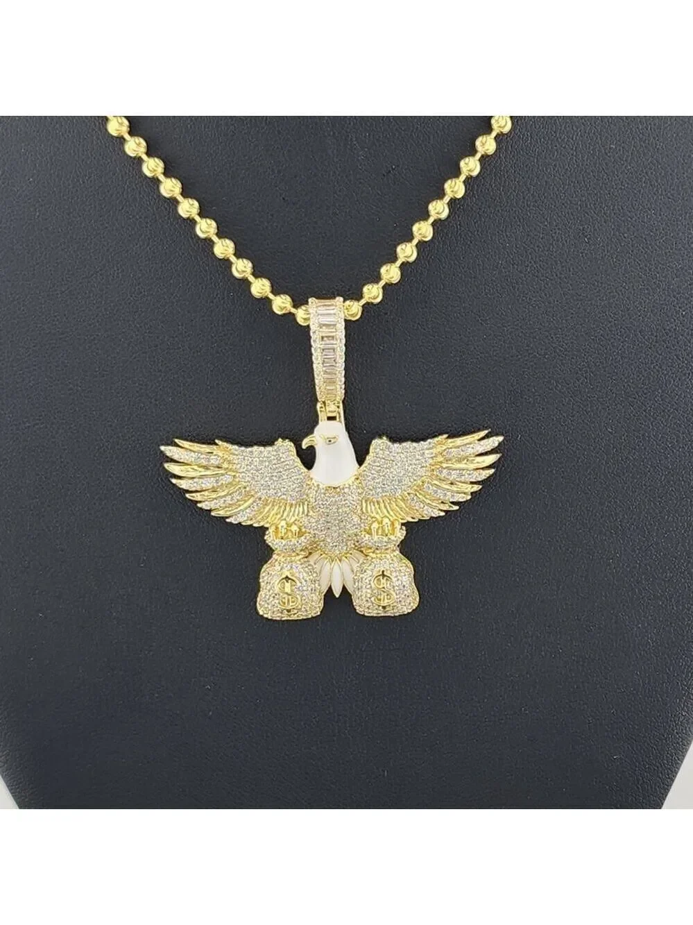 Sterling Silver 925 Flying Eagle Necklace with Two Money Bags – Bold & Symbolic